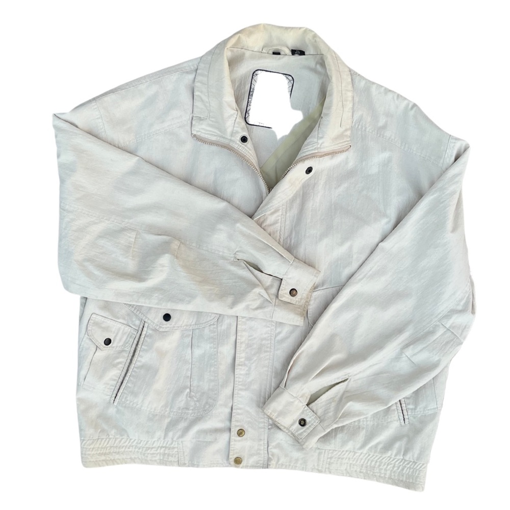 Vintage Expeditions Utility Jacket XL Off White Field Coat Zip Snap Workwear vtg